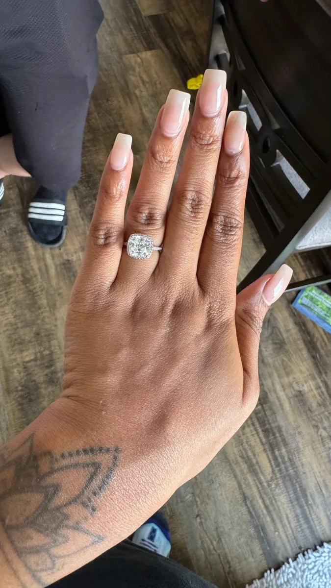 Aurora Round Halo Moissanite Ring