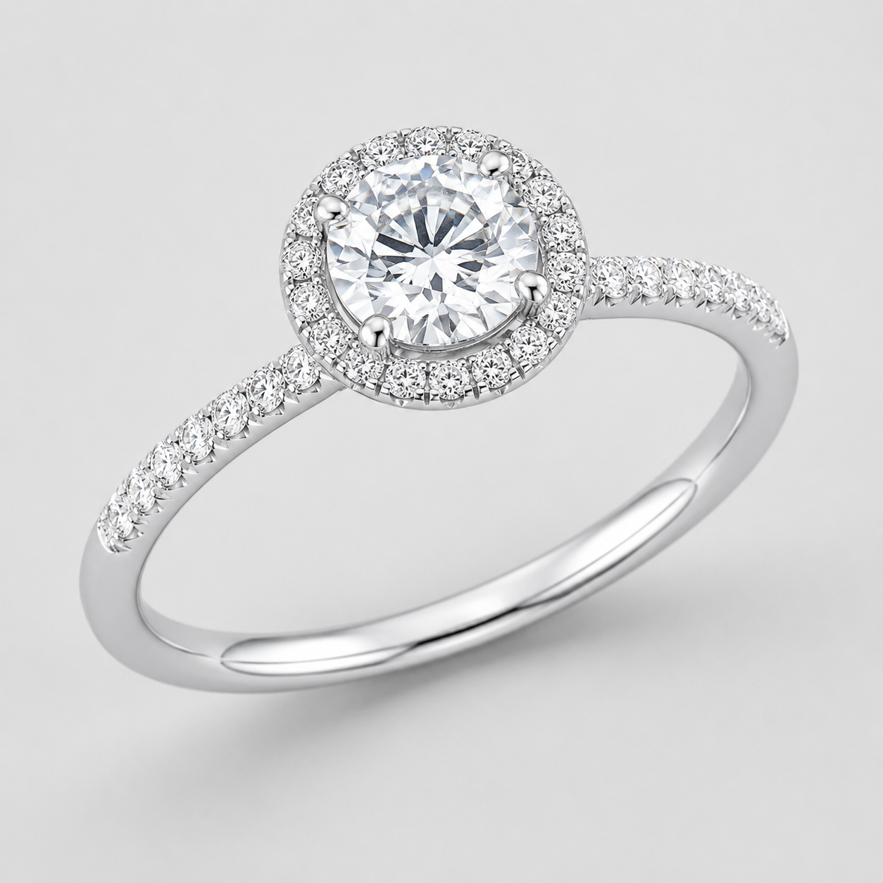 Aurora Round Halo Moissanite Ring