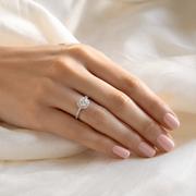Aurora Round Halo Moissanite Ring