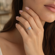 Aurora Round Halo Moissanite Ring
