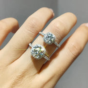 Aurora Round Halo Moissanite Ring