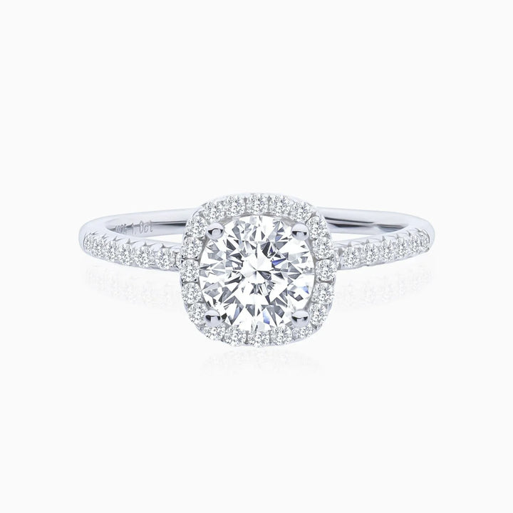 Aurora Round Halo Moissanite Ring