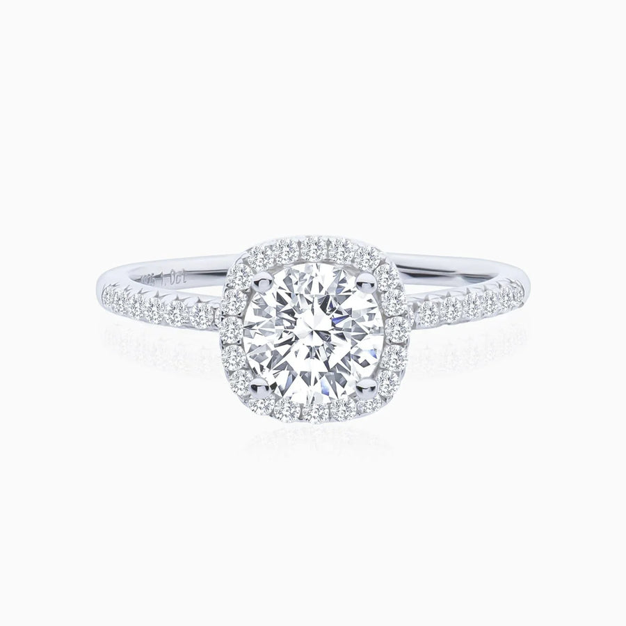 Aurora Round Halo Moissanite Ring